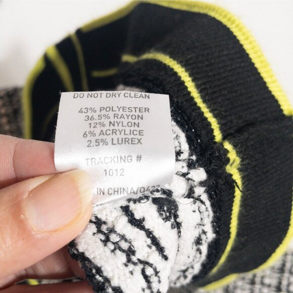 Rockets Of Awesome Girls Tweed Pattern Cardigan Sweater Black/White/Yellow Size - Picture 3 of 5